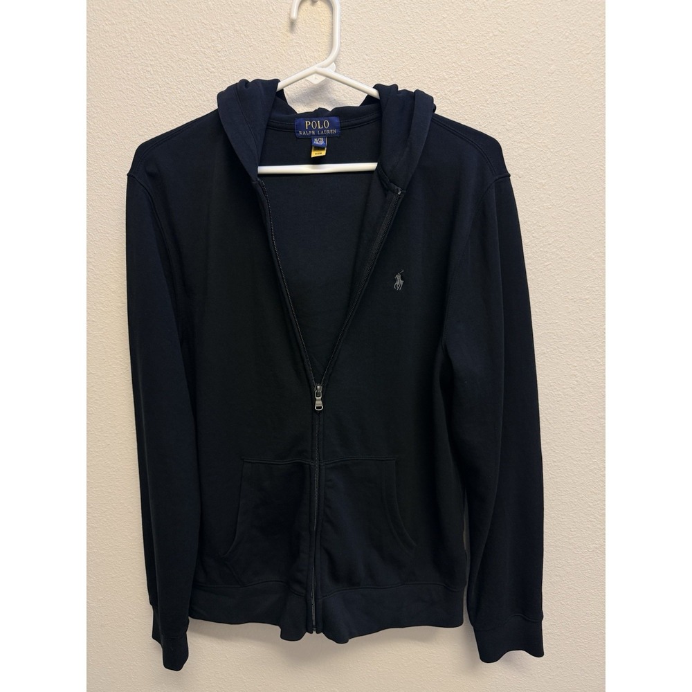Polo Ralph Lauren Men's Youth XL Full Zip Black Hoodie Sweatshirt Pony Logo